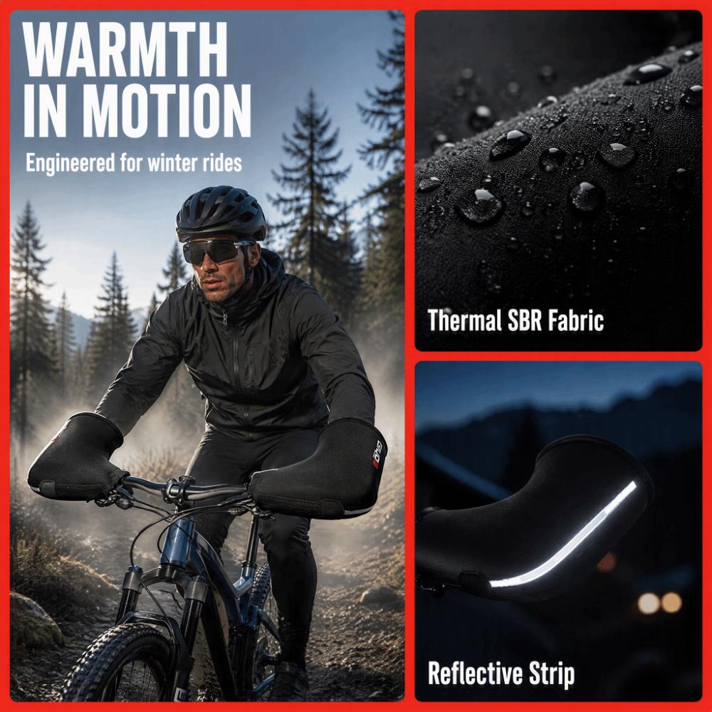 1 pair SBR Waterproof Bike Handlebar Covers Windproof Bicycle Handlebar Mitts Night Riding