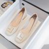 Modne buty na średnim 3 cm obcasie Kobieta Czółenka z prawdziwej skóry Kwadratowy nosek Mary Janes Damskie mokasyny z metalową klamrą Buty wizytowe do biura 2025