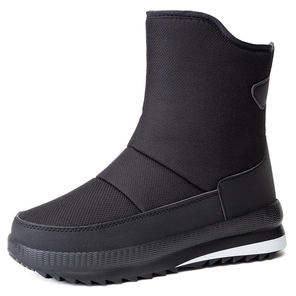 Wasserdichte Leichte Warme Winter-Schneestiefel für Herren mit dicker Sohle, zum einfachen Anziehen, gepolstertes Futter, rutschfest, strapazierfähig, lässige Sport-Baumwollstiefel