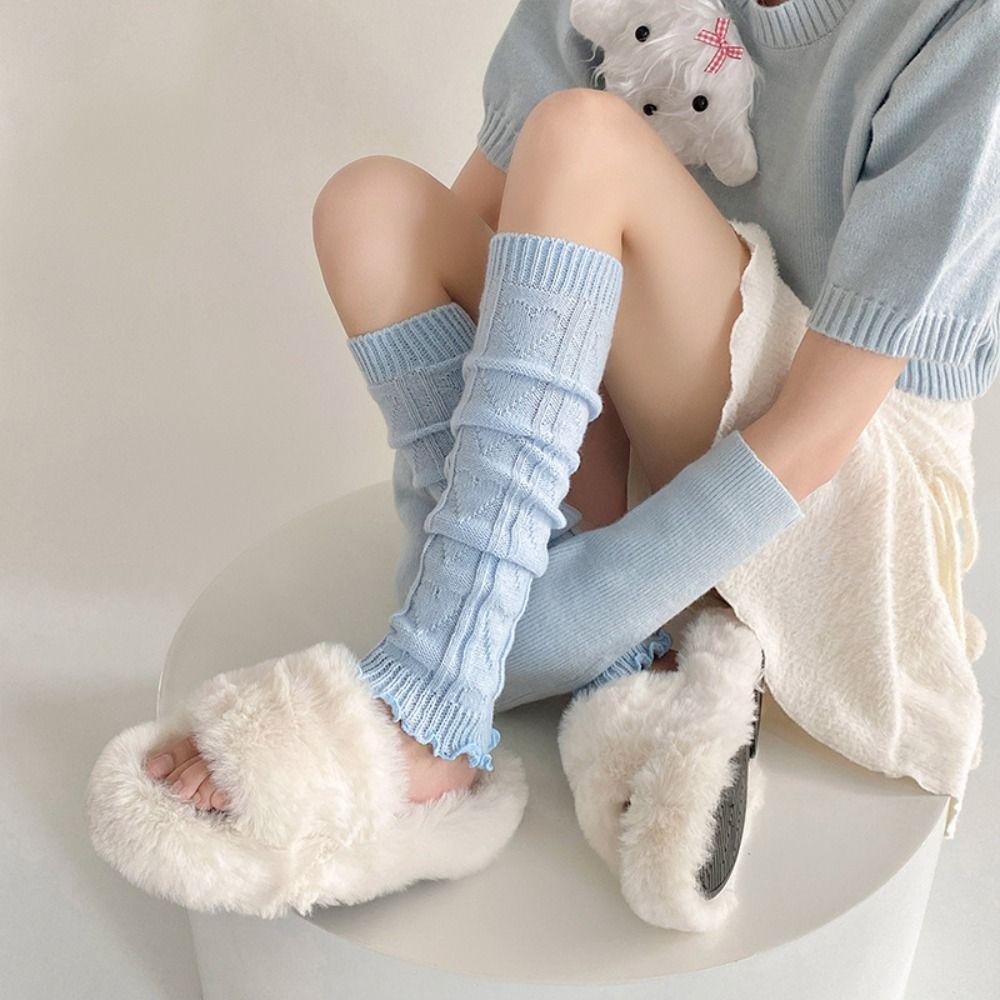 Lolita Fashion Stacked Socks Knitted Foot Cover Leg Cover Socks Warmth Knee Socks For Women Girls