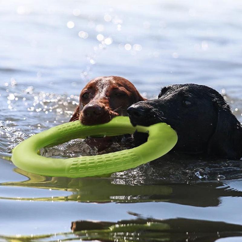 Durable EVA Floating Tug Ring Dog Toy for Aggressive Chewers, Orange Chew-Resistant Fetch Toy for Water Training