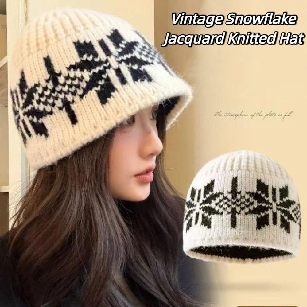 Warm Snowflake Beanies Printed Printing Knit Cap Casual Jacquard Knitted Hat  Outdoor