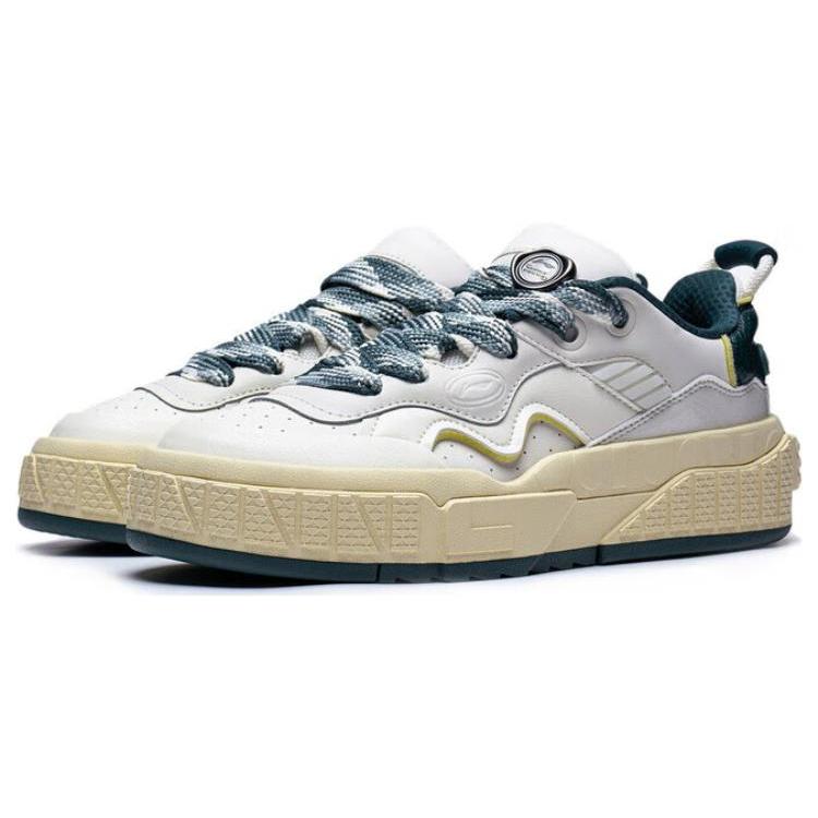 New LiNing 001 UNBLOCK Unblock Slip Resistant Low Top Skateboard Shoes Men's White Green AGCT095-1