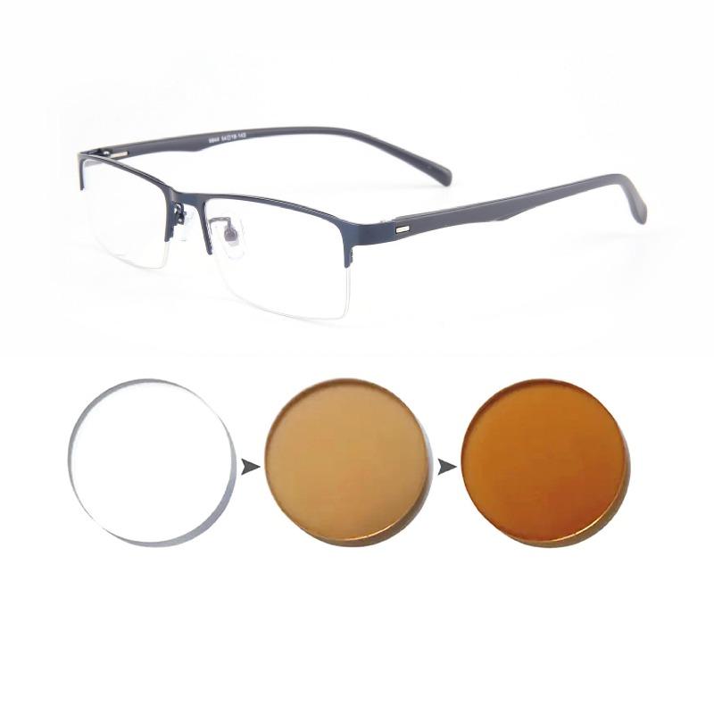 New Sun Photochromic Myopia Glasses Men Student Half Rim Frame Optical Eyewear -1 0 To -6 0 Prescription
