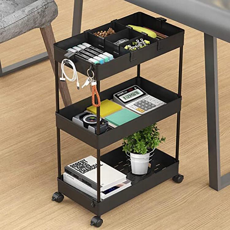 Bathroom Shelf Kitchen Cabinet Mobile Shelf 4-Level Casters White