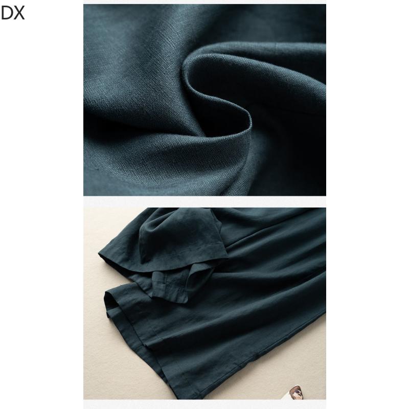 Felt Cotton and Linen Seven-point Wide-leg Pants Women's High Waist Loose Summer Thin Slim Joker Large Size Casual Straight Pants