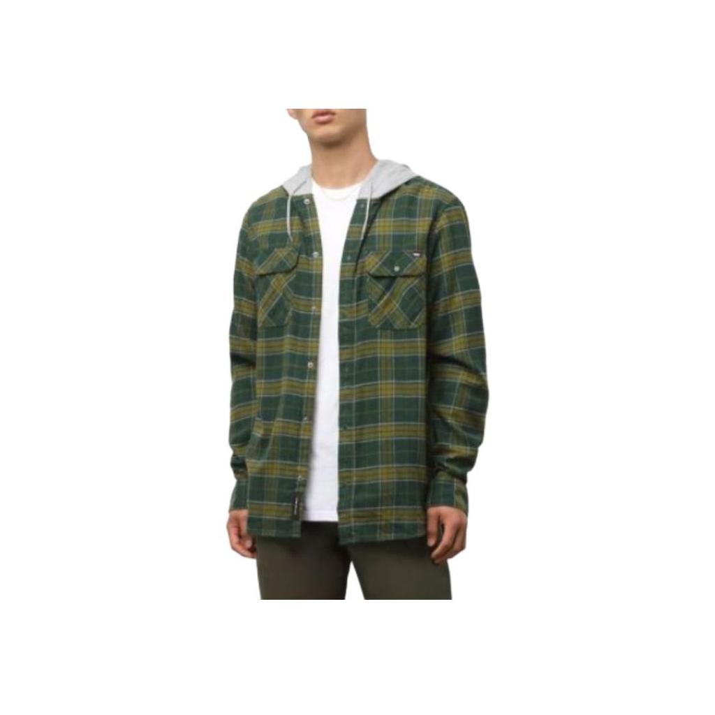 Vans Parkway Ii Casual Plaid Hooded Long Sleeve Shirt Men Shirts Dark-Green VN0A4RZBZ24