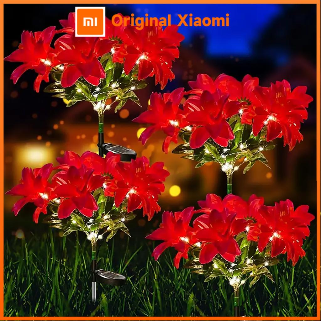 LED Solar Christmas Flower Poinsettia Artificial Flower Light, Suitable for Decorating Christmas Gardens, Lawns, and Courtyards