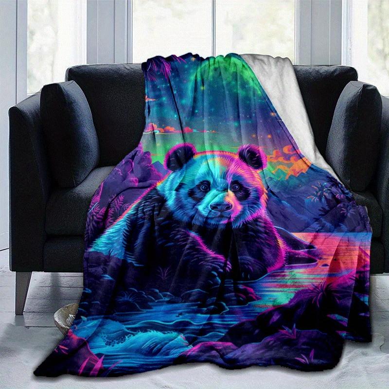

1pc Panda Printing Lightweight Flannel Blanket, Comfortable and Warm Blanket, for Camping Sofa Bed and Couch Office, Gift 100x150cm