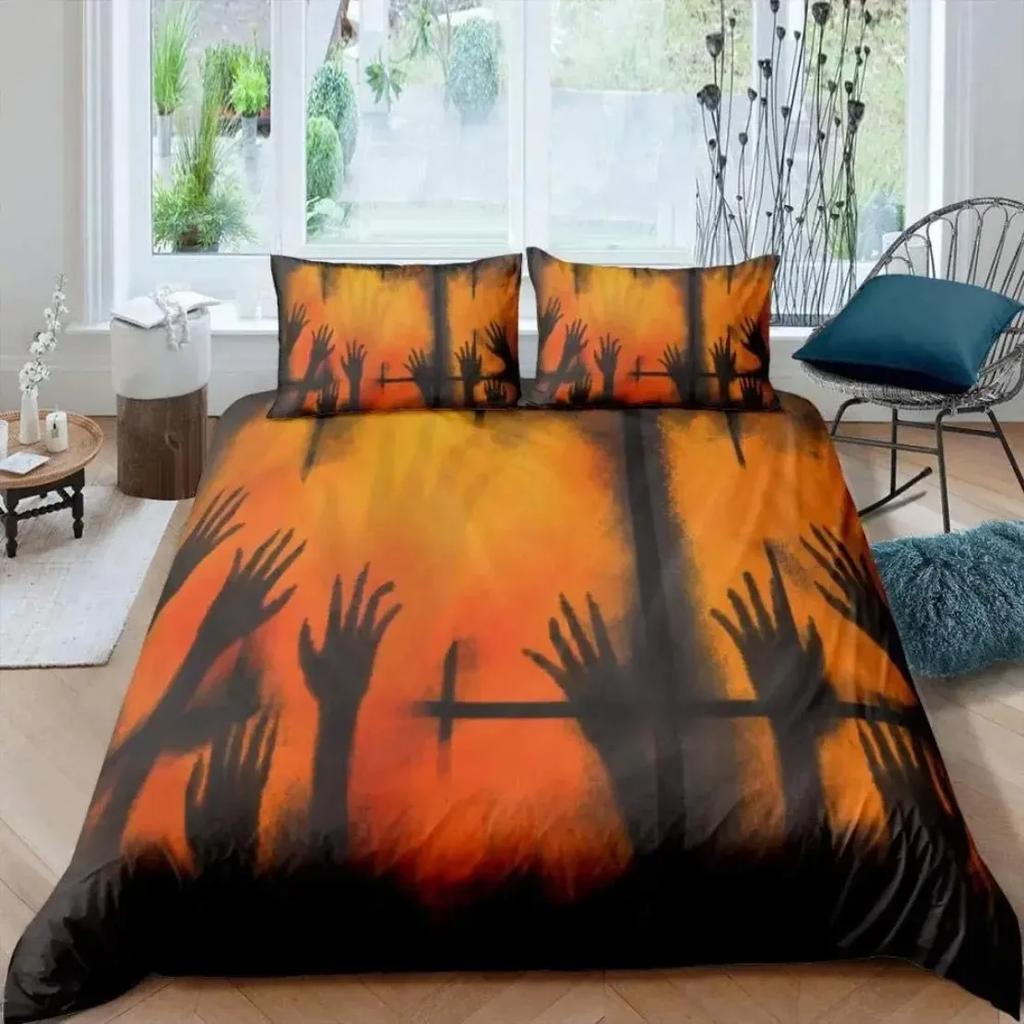 Halloween Weihnachten Bettwäschesets Fliegende Vampirfledermäuse Bettbezugset Kissenbezug Für Erwachsene und Kinder Halloween Dekorationen