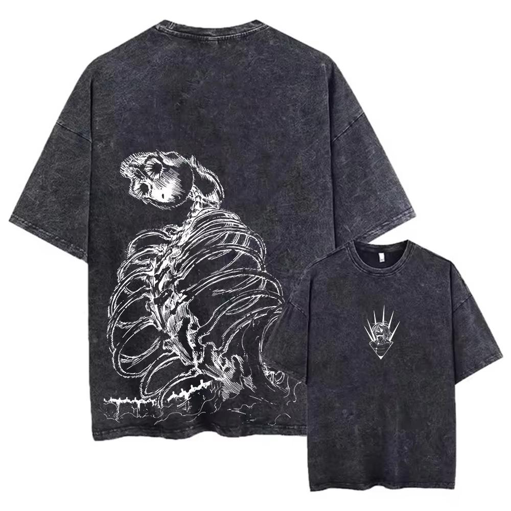

Аниме Атака Титанов Выстиранные футболки Ретро Панк Готика Хлопок Винтажная Футболка Харадзюку Повседневная Мужская Футболка с Коротким Рукавом Топ 2XL