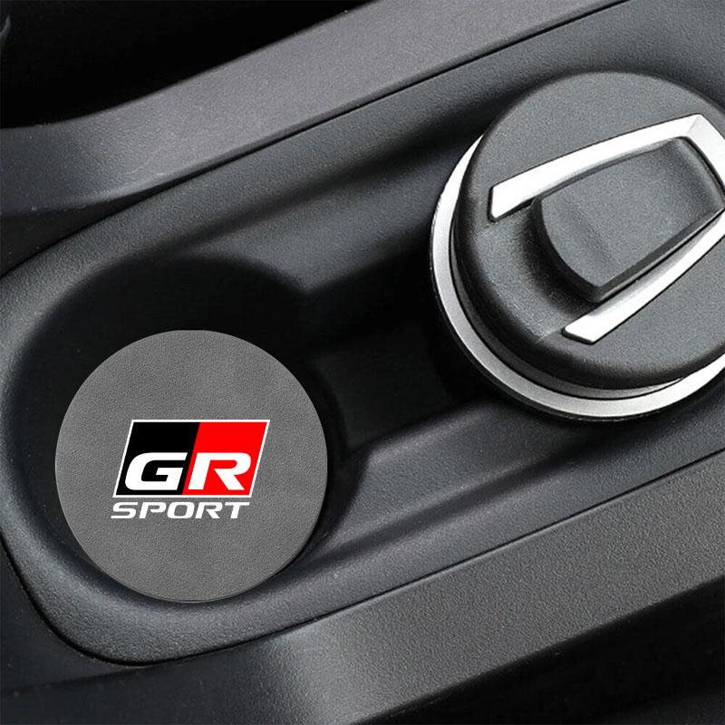 1pcs Suede Car Coaster Mat Water Cup Slots Non-Slip Pad for Toyota Corolla TRD GR Yaris Chr Auris RAV4 Land Cruiser Camry Highlander