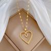 Stainless Steel Chain Exaggerated Hollow Zircon Love Heart Pendant Necklace for Women Teen Girls Fashion Choker Jewelry Gifts