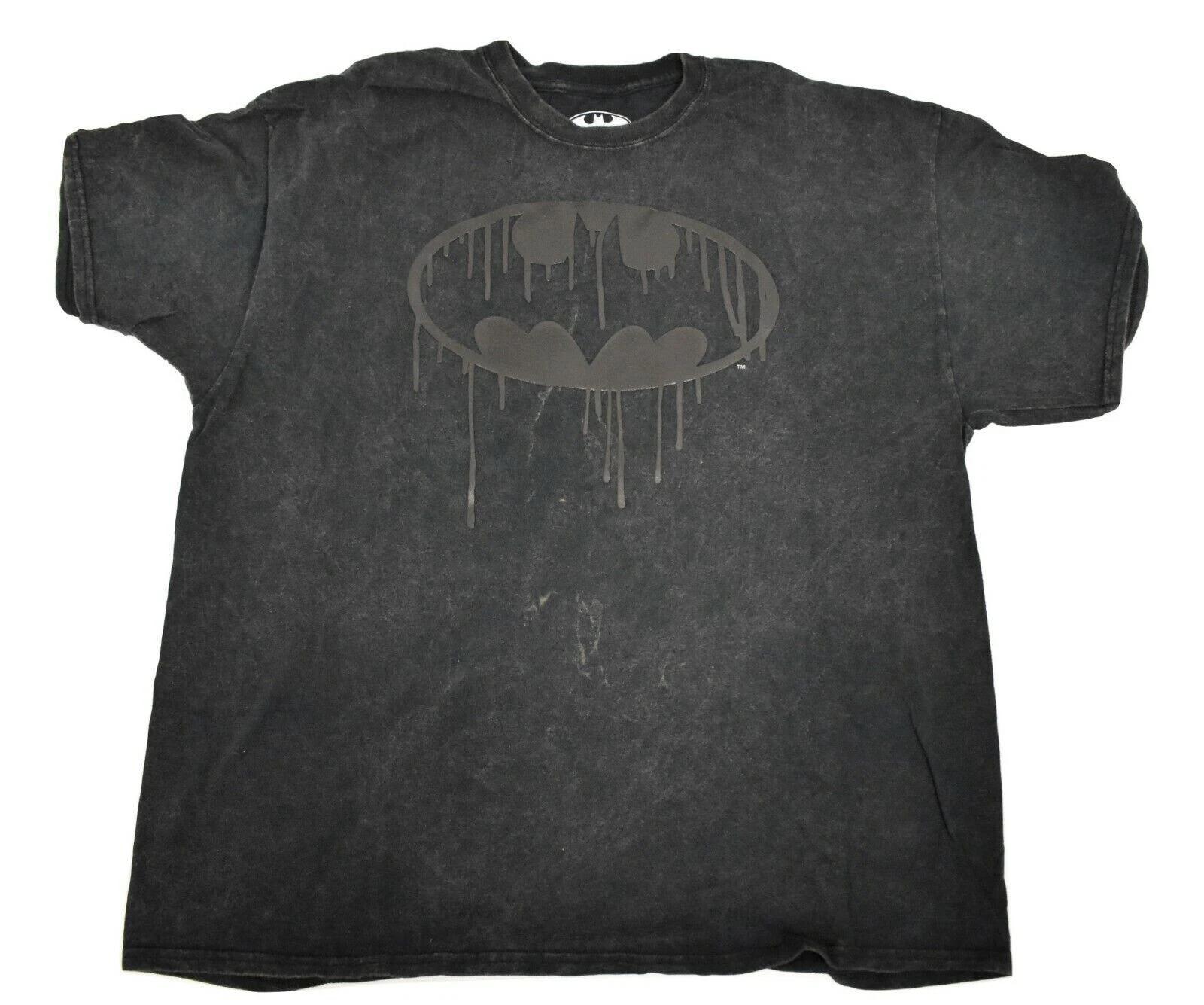 

Batman Mens Drip Graphic Acid Wash Black Shirt New 2XL L