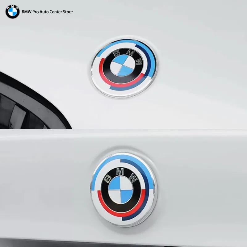 For BMW 7Pcs/Set 50th Anniversary LMK 82mm Front Hood 74mm Rear Emblem 68mm 56mm Wheel Hub Covers 46mm Steering Wheel Sticker Fo