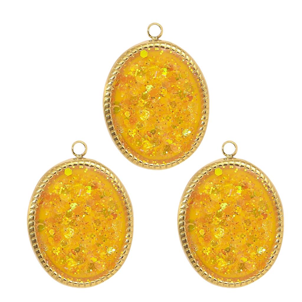 3pcs Elegant Gold Plated Steel Sunflower Necklace Pendant for Women with Enamel Tarot Card and Crescent Star Charm