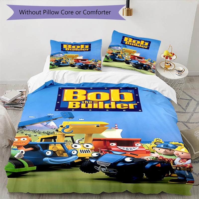 3pcs Bob the Builder Bedding Set Duvet Cover Closure Includes 1 Duvet Cover & 2 Pillowcases, Soft and Comfortable for All Seasons.