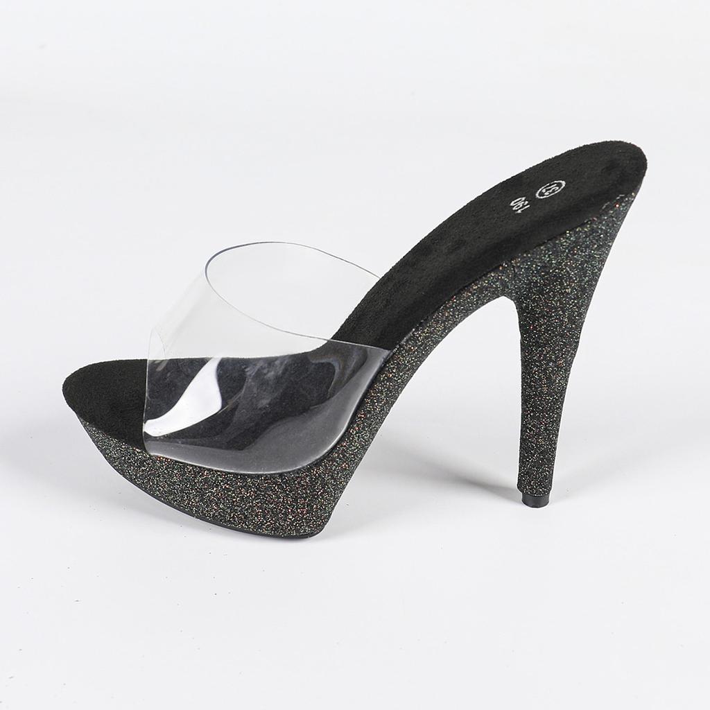 High-heeled Sandals Women's 2025 Summer New Thin-heeled Waterproof Table Rhinestone Model Catwalk Dress Shoes 13CM LFD-1099-Q9