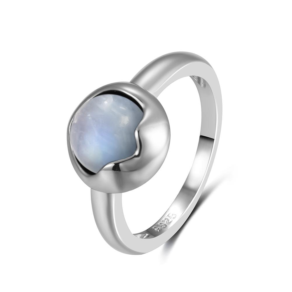 Vintage 925 Silver Ring Natural Moonstone Flower Ring 925 Hollow Eye Shape Round Sun And Moon Ring Fine Jewelry for Women Men