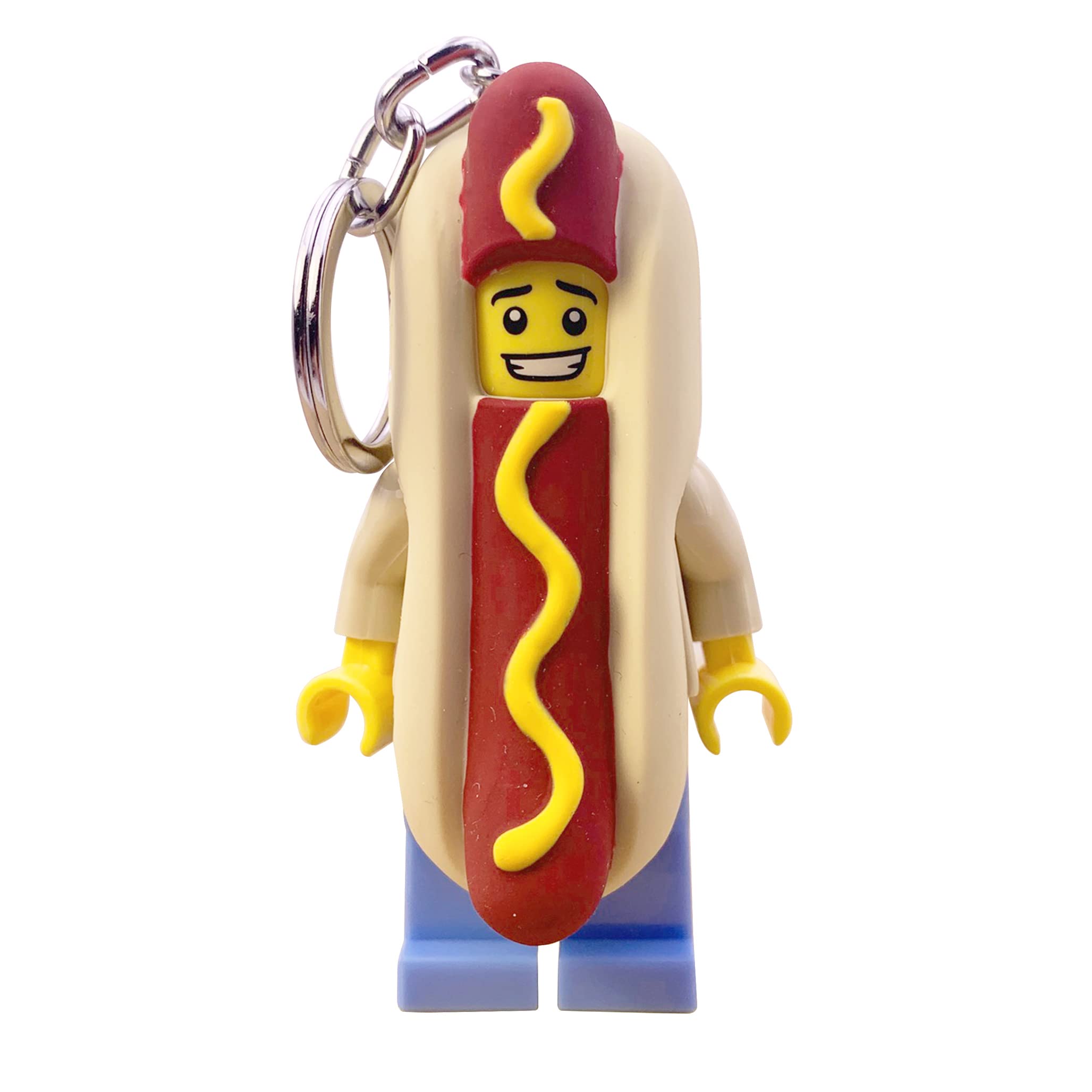 

IQ Iconic Hot Dog Guy Man Keychain with LED Keychain Light, Building Blocks, Toy Doll, Articulated Minifigure