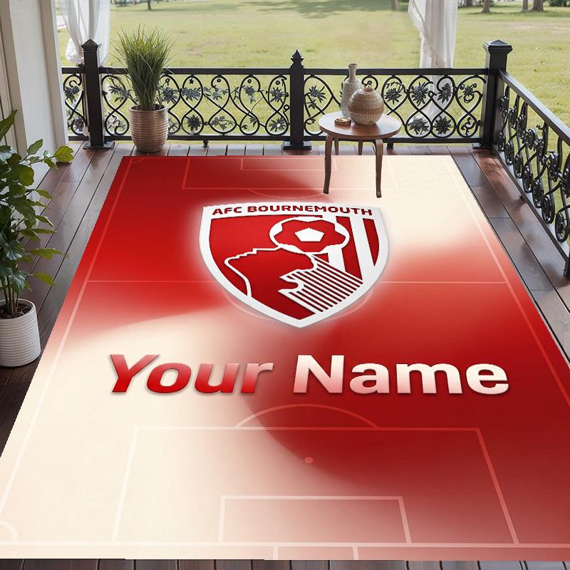 Custom Text Printed Rug Bournemouth Football Non Slip Floor Carpet For Home Room Decor