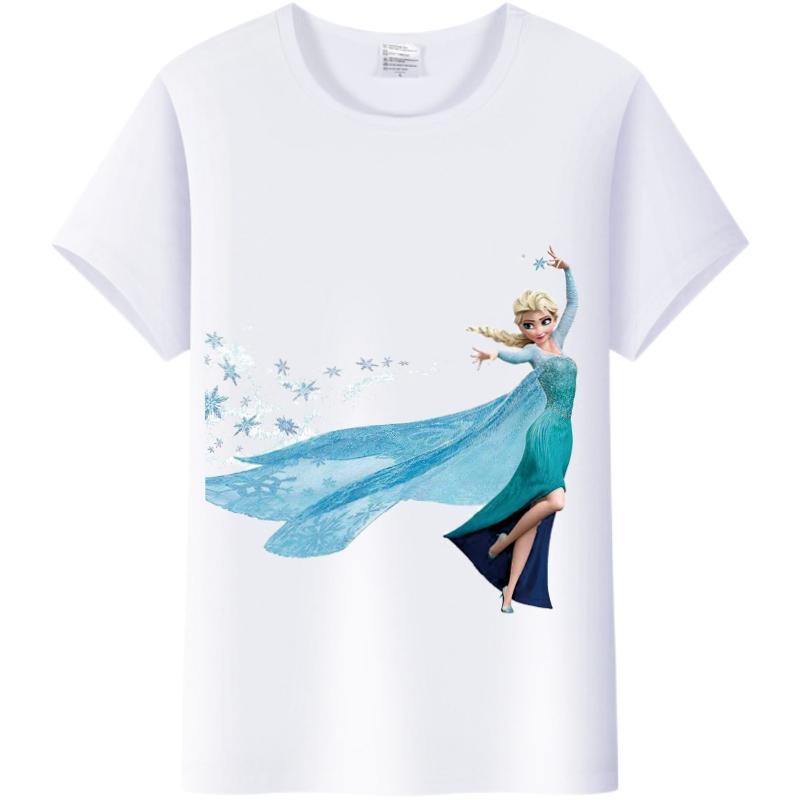 Vintage Disney Cartoon Woman Summer Tees Frozen Elsa Anna Princess Top White Ladies T-Shirts 90S Clothes Plus Size Gothic Blouse