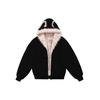 American vintage mountain carving jacket for women, autumn/winter hooded fur collar short jacket, thickened fluffy hot girl jacket, street style