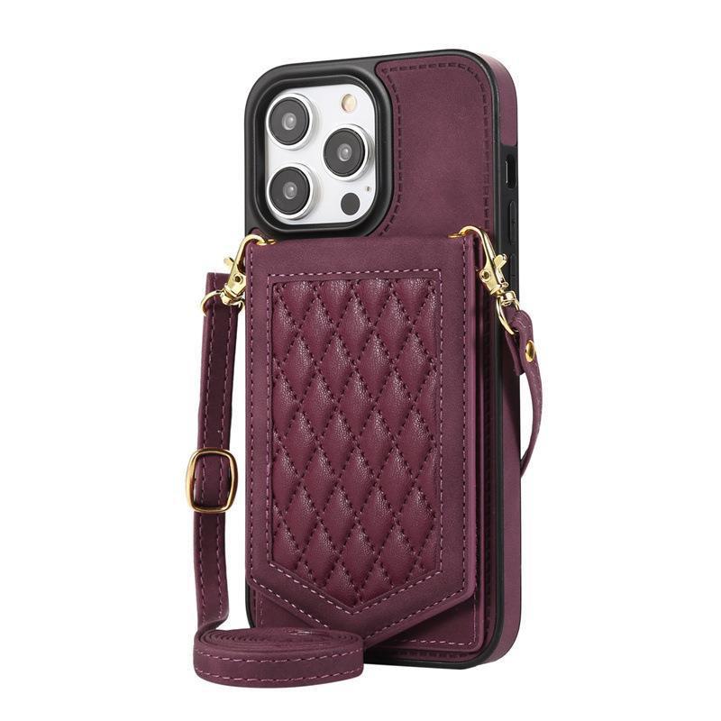Stylish Crossbody Phone Case With Mirror Card Holder IPhone 15 S23 Ultra PU Leather Cover