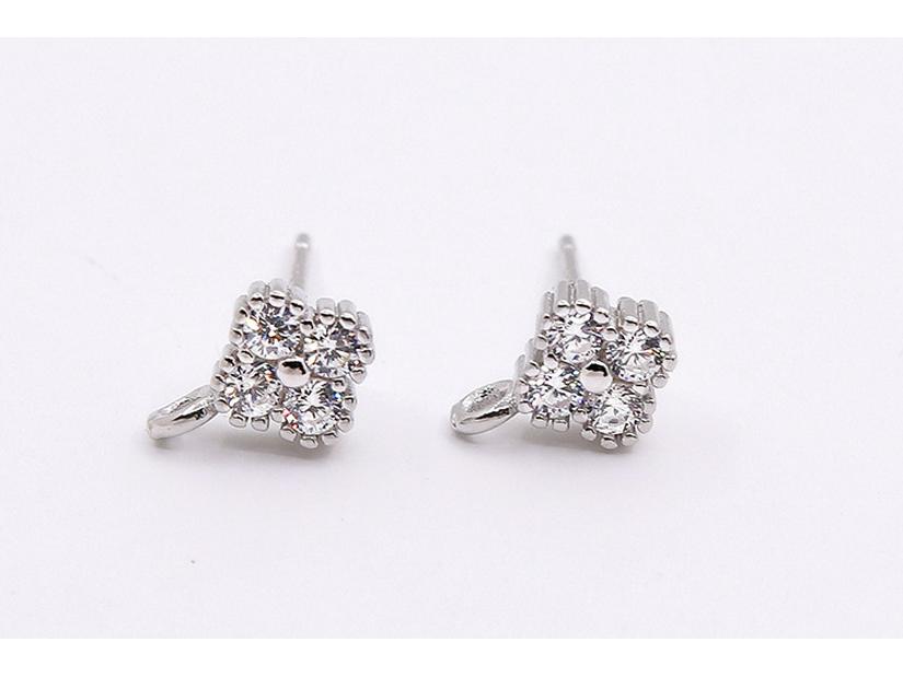 

S925 Sterling Silver Flower & Heart Zircon Stud Earrings - DIY Jewelry Accessories and Beading Ear Pins 925 Sterling Silver