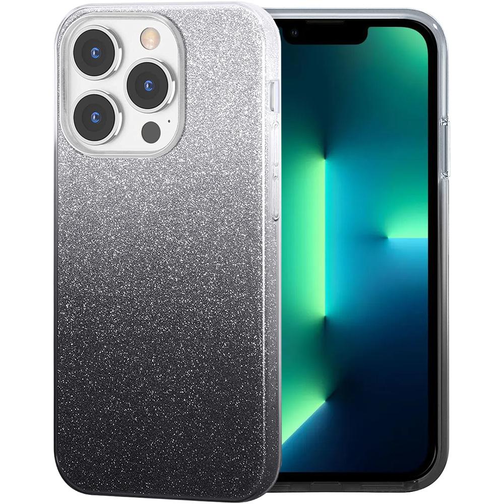 Glitter Case for iPhone 13 Pro, Silver/Black