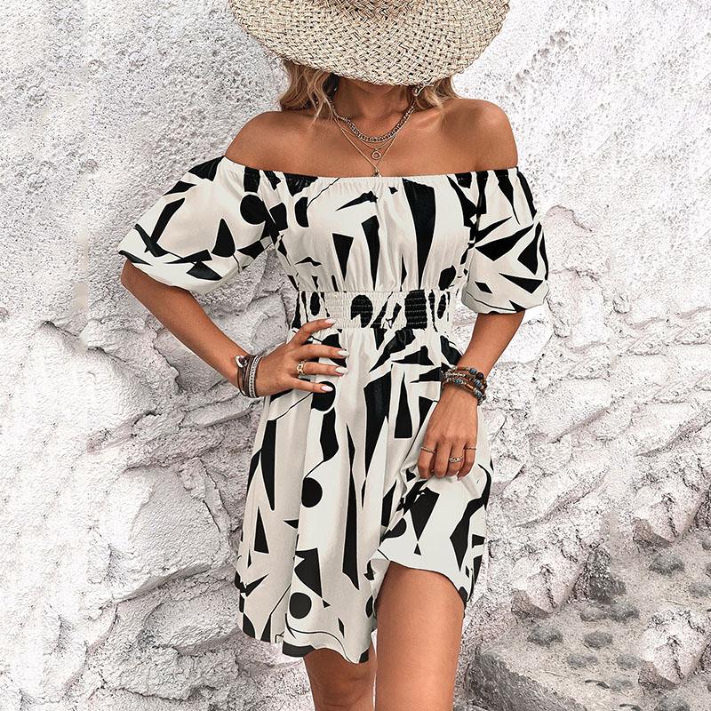 Módní sexy dámské jednodílné šaty s plochými rameny