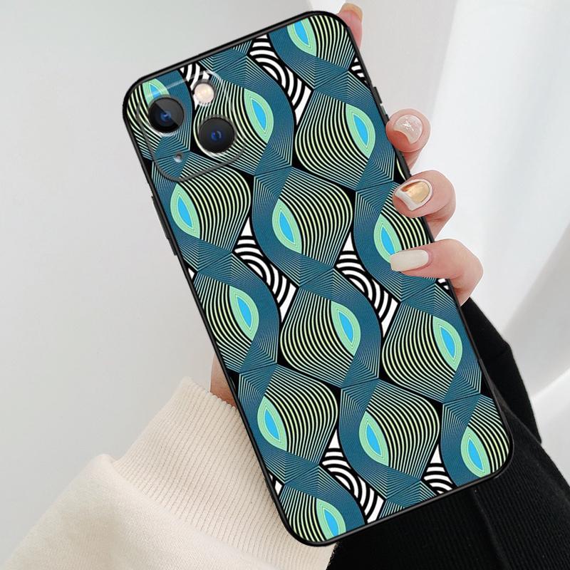 African Wax Pattern Fabric Phone Case For iPhone 11 12 13 14 15 16 Pro XS Max Mini Cover For iPhone X XR Plus Back Case