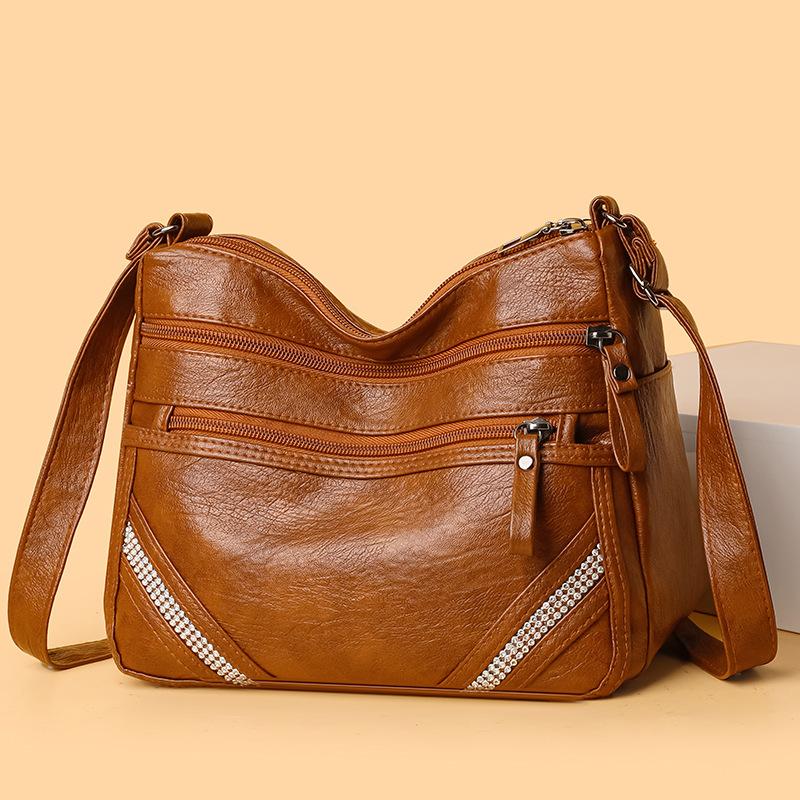 

Новая модная женская сумка многослойная сумка для свекрови ретро большая вместимость на плечо сумка-мессенджер