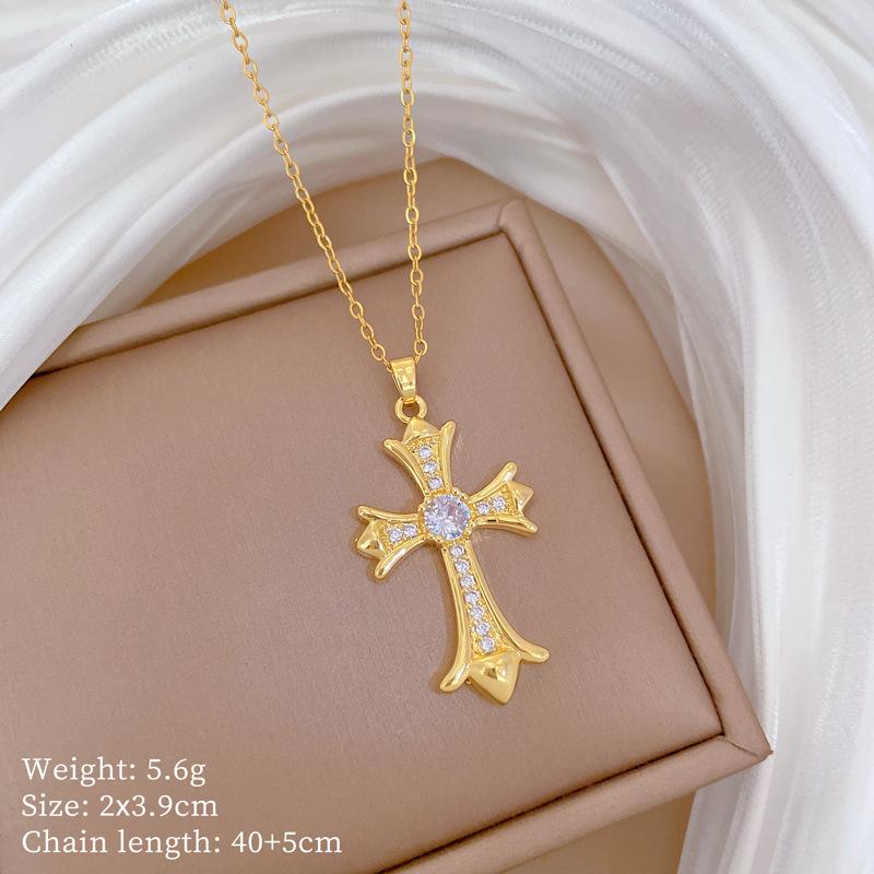 Copper Micro-Inlaid Necklace Women'S Copper Micro-Inlaid Real Gold Electroplating Simple And Exquisite Collarbone Chain Neck Chain