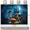 Party Backdrop Halloween Pirate Moon Skeleton Treasure Chest Flat Spooky Night Photo Background Decor Outdoor Party Decor