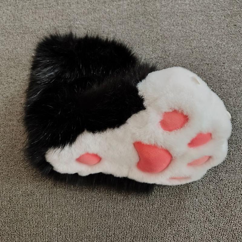 New 1 Pair Furry Animal Paw Shoes Plush Cosplay Costume Cat Paw Shoes Fursuit Foot Socks Nail Tiger Claws for Halloween Party