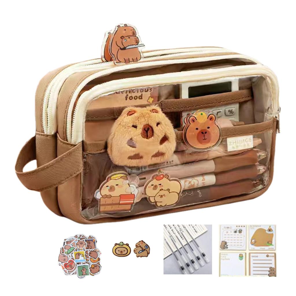 Cartoon Capybara Pencil Case Large Capacity Pencil Holder Aesthetic Pen Bag Lovely Pencil Pouch School Office Supplies