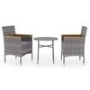 vidaXL 3-tlg. Garten-Essgruppe Poly Rattan Grau
