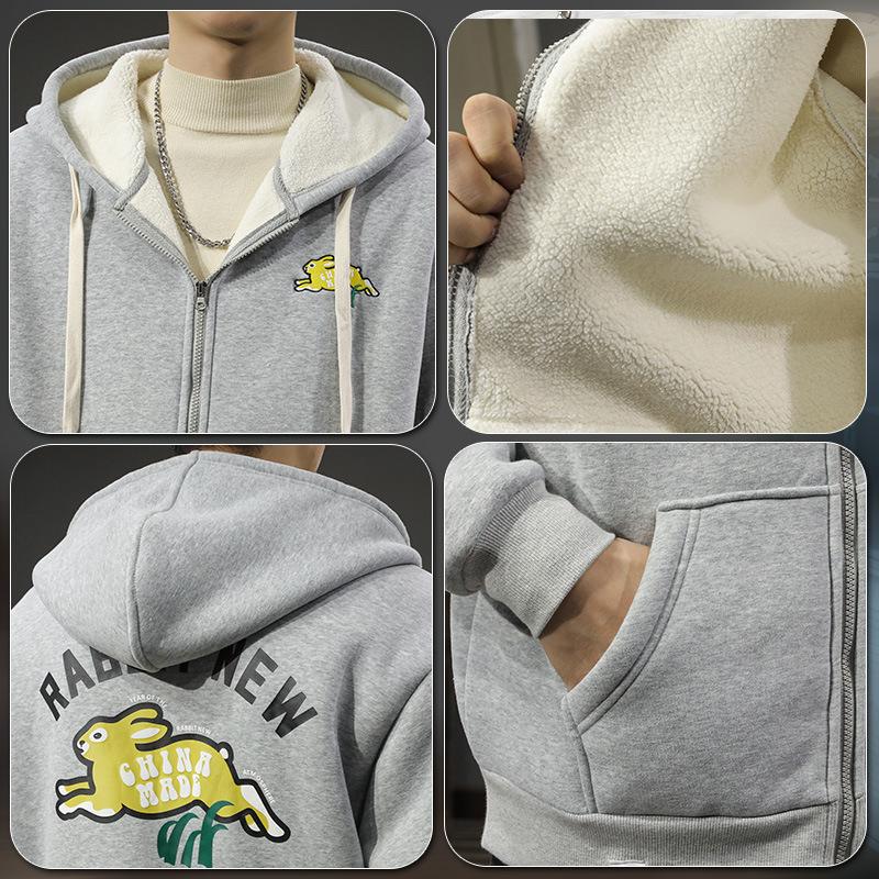 Зимний флисовый утолщенный тяжелый кардиган с капюшоном — фото 5