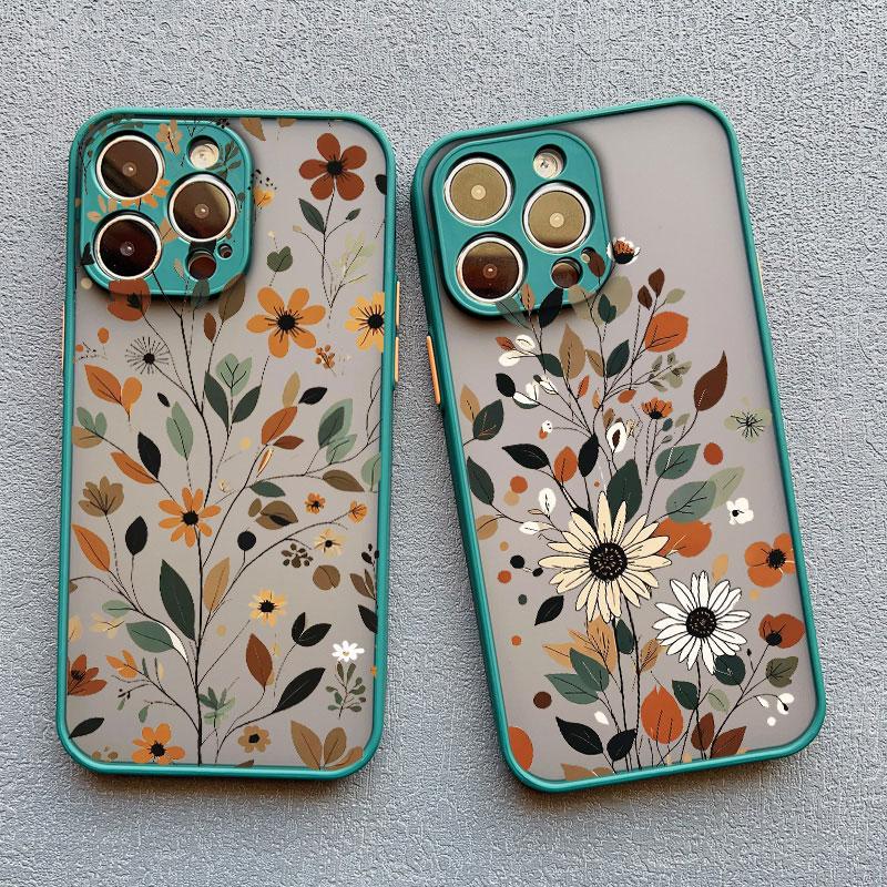 Winter Branches Leaves Flowers Phone Case For iPhone 16 15 14 Plus Pro Max 13 12 Mini 11 Pro Max X XS XR Shockproof Bumper Cover