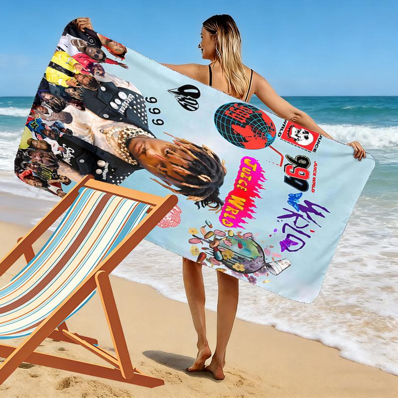 Juice Wrld Print Beach Towel, Large Soft Quick Dry Towel for Beach Camping Swimming
