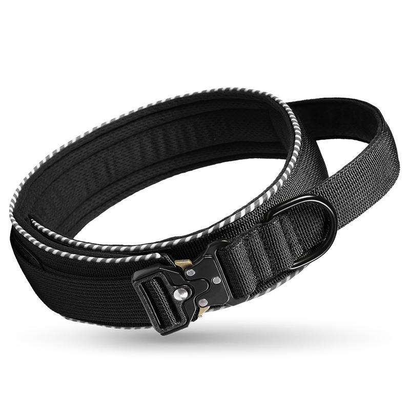 Heavy Duty Reflective Nylon Dog Collar Anti-Escape Adjustable Tactical Training Dog Collar with Control Handle Large Dog Product