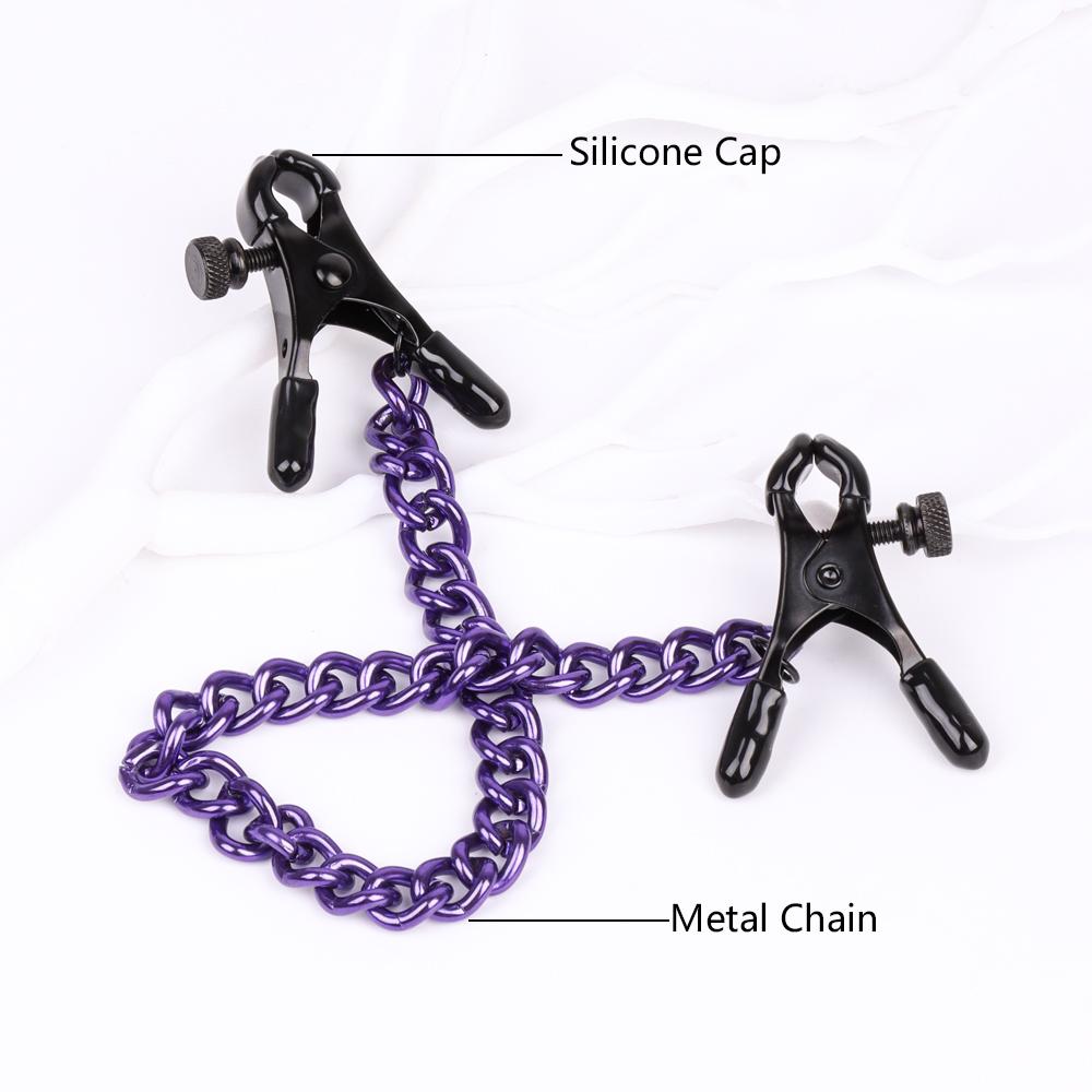 Clemă pentru mamelon cu lanț metalic Agrafe reglabile pentru mamelon BDSM Clip mare pentru sâni Jucării sexuale pentru adulți pentru femei și cupluri