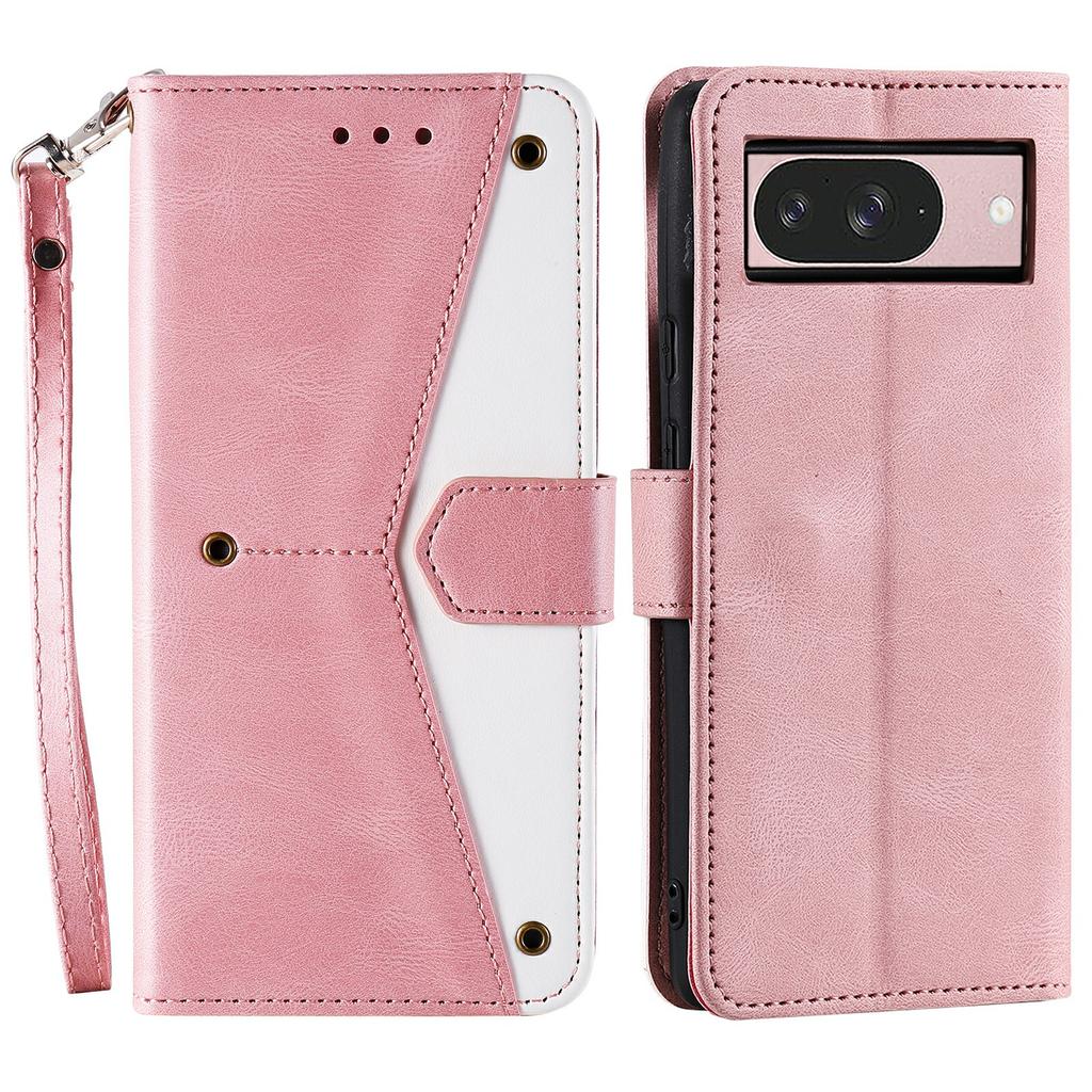 For Google Pixel 9/9 Pro Leather Case Splicing Stitching Wallet Stand Phone Cover with Strap