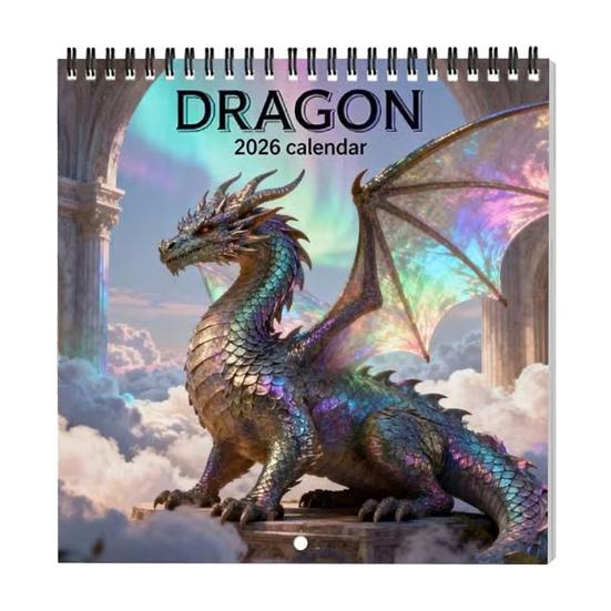 

2026 Календар-настінний Дракон 12-місячний Фентезі-календар Спіральний Вертикальний Помісячний планувальник для дому офісу Подарунки для любителів драконів 1pc