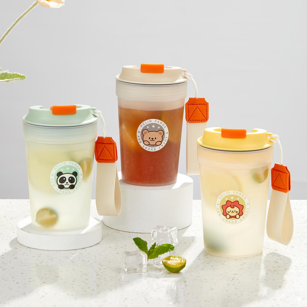 Plastic Coffee Cup With Rope,Sports Portable Drinking Bottle Reusable Water Cup Office Workers Coffee Mug Drinkware