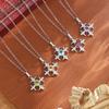 S925 pure silver necklace women's olivine crystal stone diamond pendant light luxury niche design moon star lock bone chain fashion jewelry gift