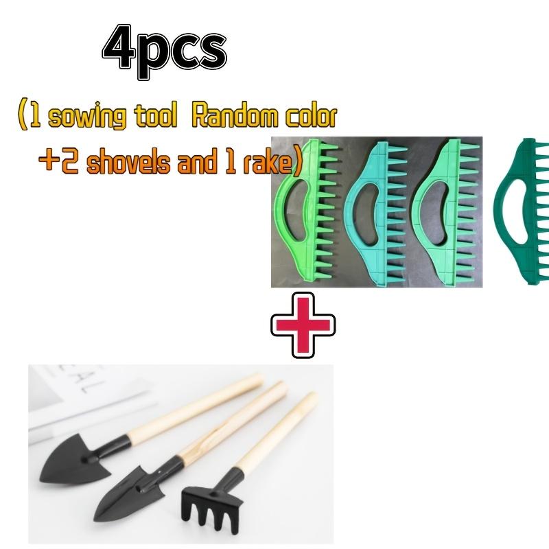 Multifunctional Garden Sowing Tool Soil Puncher with Spacing Gauge for Agricultural Planting Vegetable Garden Seeding Rake зелёный