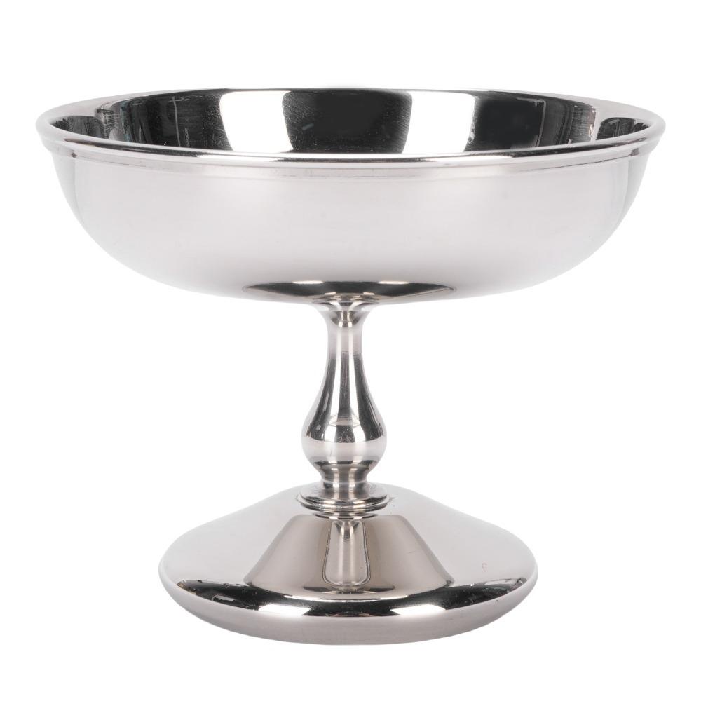 Classic Rustless Steel Ice Cream Cup Round Footed Silver Dessert Bowl Practical Polished Dessert Cup Yogurt