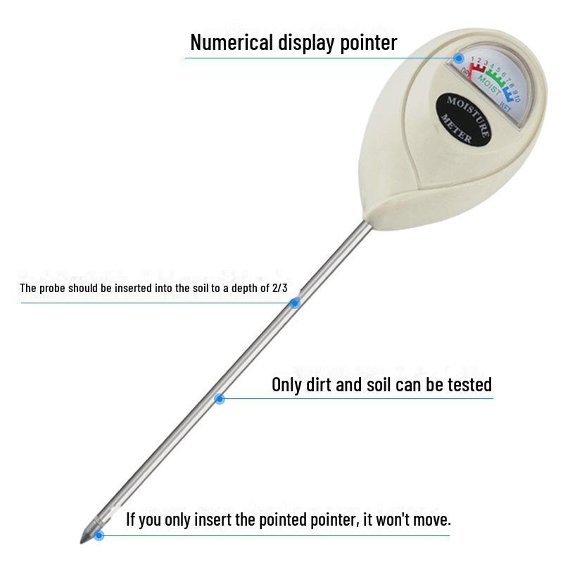 White Round Head 2-in-1 Soil Moisture Meter for Gardening